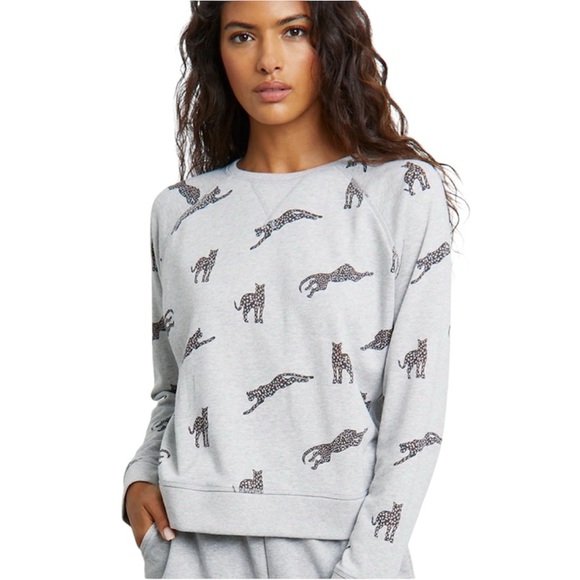 Rails | Women’s Theo Sweatshirt in Heather Grey Jaguar Print Size XL - Picture 1 of 6